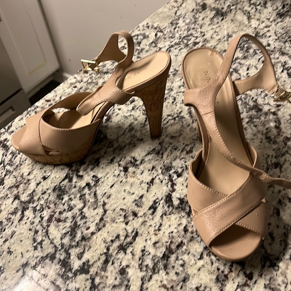Nine West Sandals with cork heel.